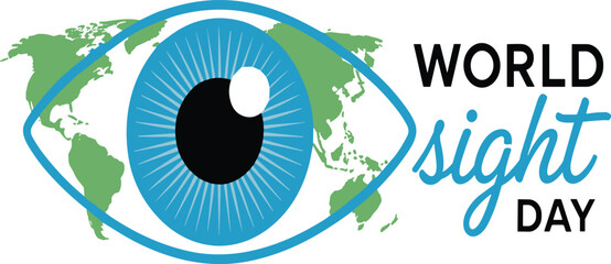 World Sight Day awareness eye logo with globe design, promoting global vision care, eye health, medical charity support and prevention