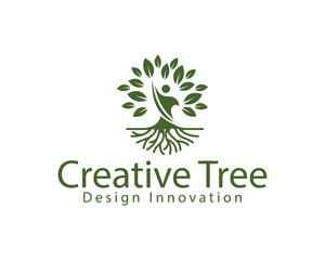 creative people tree logo creative smart psychology root innovation