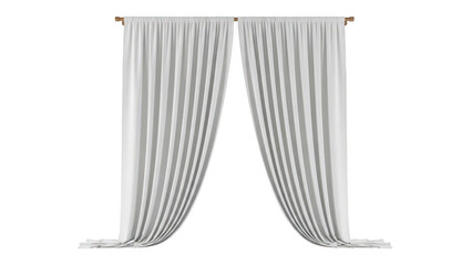 Elegant white pleated curtains isolated on transparent background