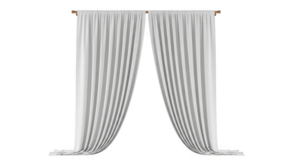 Elegant white pleated curtains isolated on transparent background