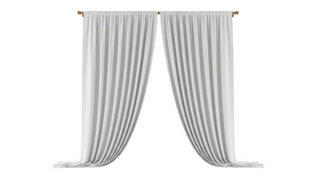 Elegant white pleated curtains isolated on transparent background - Powered by Adobe