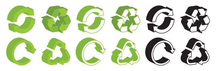 Simple recycling icon collection set.