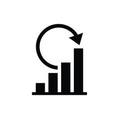 Black bar graph with circular arrow icon chart circle