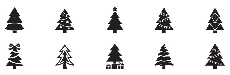 Fototapeta premium Pine icon set. Fir tree vector set. Christmas tree icon. Vector Illustration. EPS 10