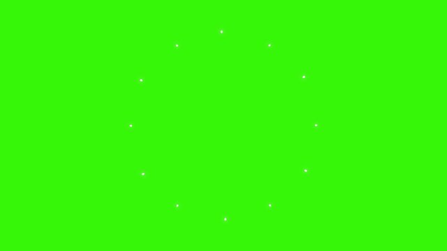 Explosive circle firework animation featuring shimmering line bursts, glowing bubble sparks and ellipse pops displayed beautifully over chroma green screen in UHD 4K.