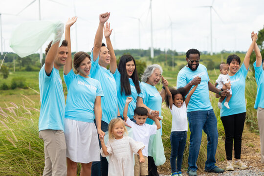 Teamwork meeting, volunteer charity people. charity community service event, ngo business and outreach, Group Diverse people meeting at park for donation - Powered by Adobe