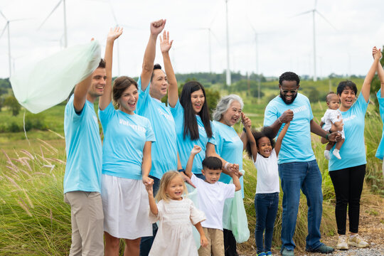 Teamwork meeting, volunteer charity people. charity community service event, ngo business and outreach, Group Diverse people meeting at park for donation - Powered by Adobe