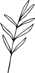 Vector line lavender leaf illustration isolated on a white background.