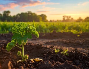 Young plant growing in the soil, symbolizing new beginnings and future growth