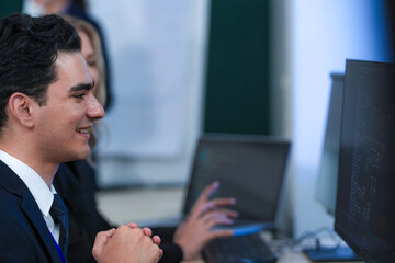 Eyes on the market pulse. Traders analyze intricate financial charts real time data multiple screens high stakes decisions fast paced finance world intense focus profits loom.