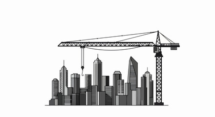 Construction crane towering over a cityscape building the future skyline.