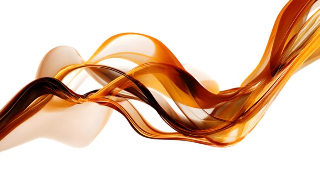 PNG abstract modern art with shimmering gold fluid shape on transparent background