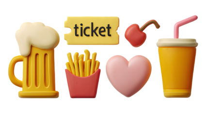 PNG 3D Cinema element set on transparent background