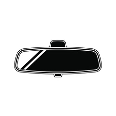 Black car rearview mirror silhouette with white outline