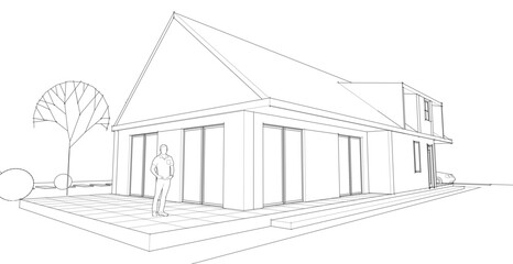 Fototapeta premium house architectural sketch 3d illustration 