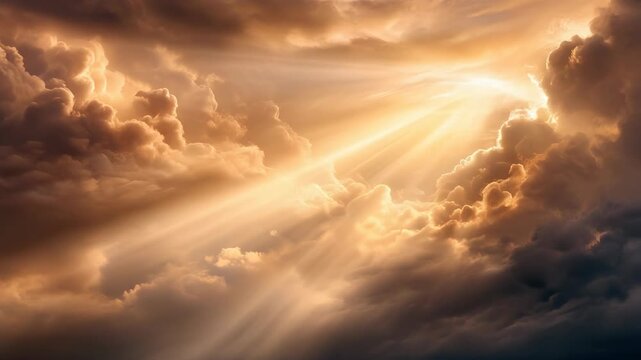 Stunning golden sunset clouds emitting radiant light, perfect for nature and sky lovers