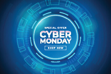 realistic technology cyber monday background vector design illustration