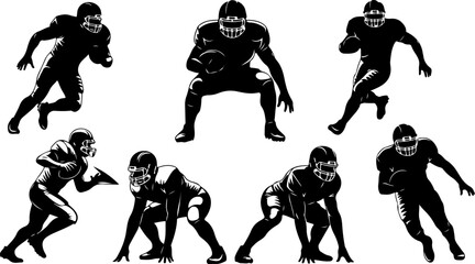American Football Player Silhouette Bundle