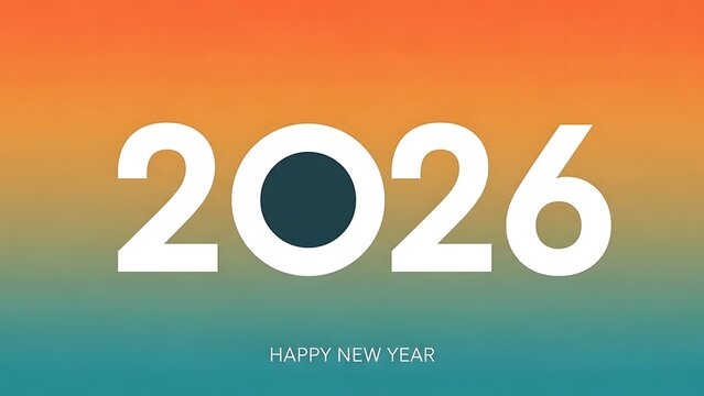 Happy New Year 2026 greeting card with modern design and vibrant gradient background wishing happiness and success for the upcoming year - Powered by Adobe