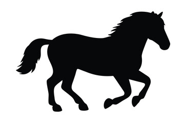 silhouette of a running horse, horse black flat vector illustration