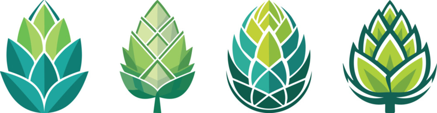 Geometric stylized pine cone or hop cone icon designed as modern emblem natural decorative themed artwork