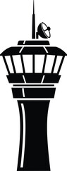 Black and white silhouette of an airport control tower simple design