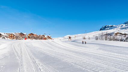 View of the slopes of the Alpe d'Huez resort