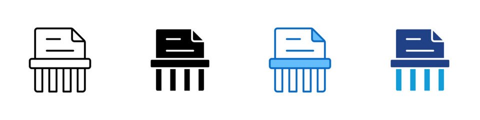 Shred File Multiple Style Icon Design Vector - document being shredded, symbolizing deletion, destruction, or secure file removal