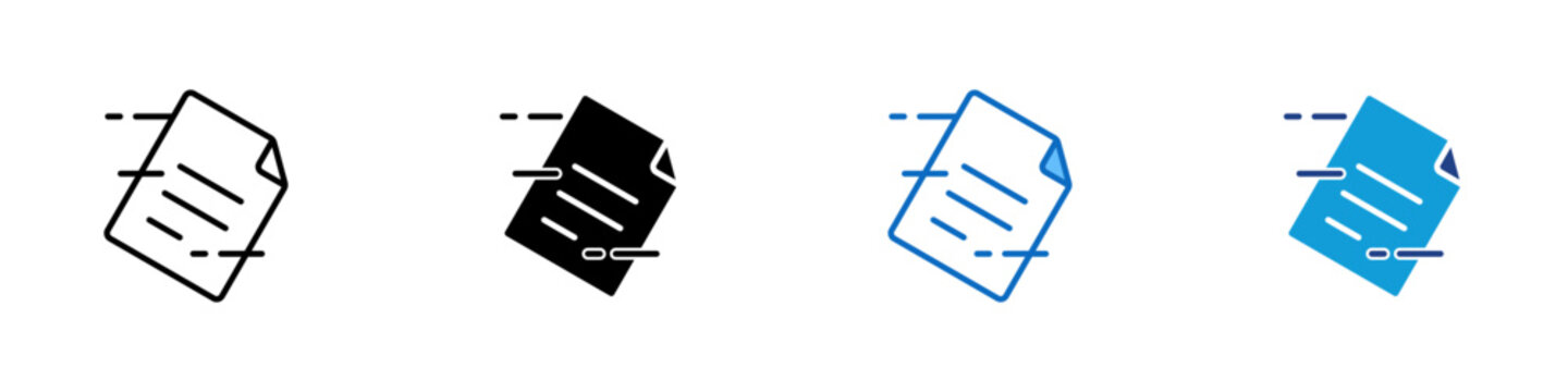 Fast File Multiple Style Icon Design Vector - document with motion lines, representing quick sharing, upload, or fast file transfer
