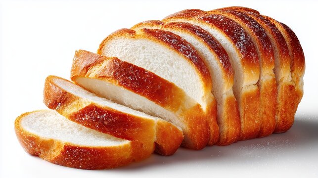 Vertical sliced white bread on white background