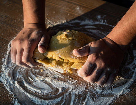 baker kneading dough