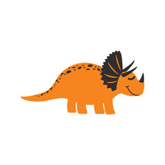 Cute orange triceratops cartoon illustration for kids featuring friendly dinosaur design © Obak Murad