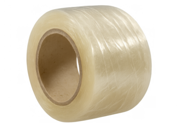 Clear packing tape roll for shipping and office use, sealing boxes, and securing packages, isolated on transparent background