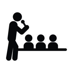 Public speaker icon, person speech and communication symbol in pictogram illustration