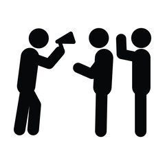Public speaker icon, person speech and communication symbol in pictogram illustration