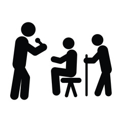 Public speaker icon, person speech and communication symbol in pictogram illustration