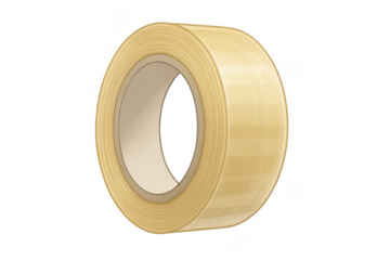 Adhesive packing tape roll with transparent sticky surface, offering secure fastening and packaging solutions