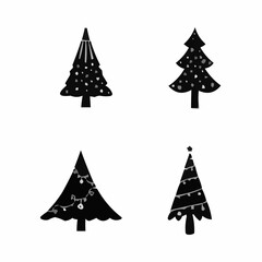 set of christmas trees