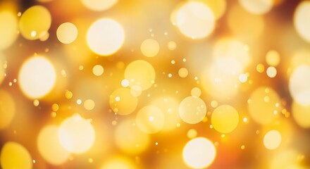 Golden yellow bokeh lights abstract background with glowing circles and small particles image