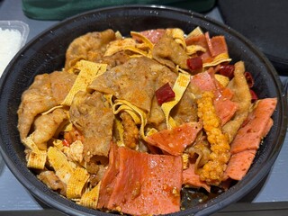 Authentic Chinese Mala Xiang Guo Stir-Fry with Meat, Tofu, and Vegetables