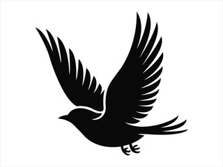 Black Bird in Flight Logo Vector  Dove of Peace Tattoo Design