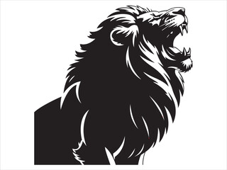 Roaring Lion Silhouette Logo  Powerful King of Jungle Vector Illustration
