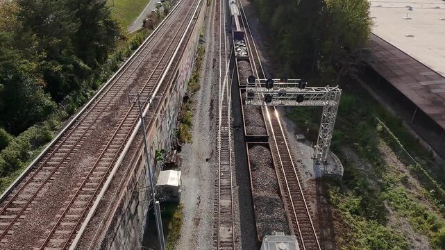 Aerial along train tracks