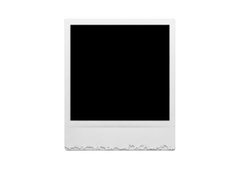 White photo frame with rough edges isolated on transparent background