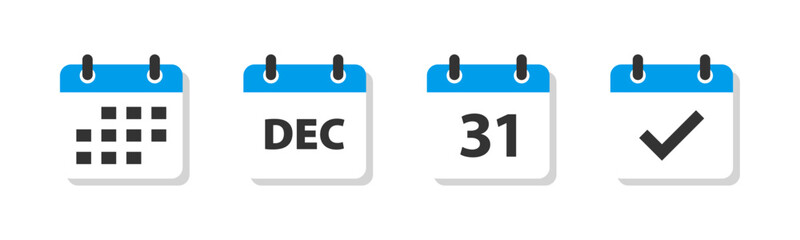 December 31 calendar icon set