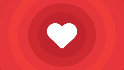 White heart on red radial circles