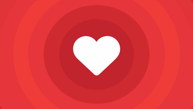 White heart on red radial circles - Powered by Adobe
