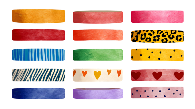PNG decorative tape element set on transparent background