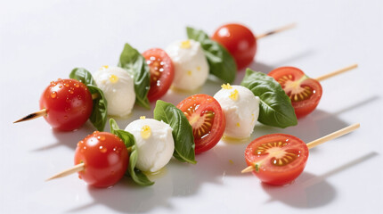 caprese skewers isolated on white background
