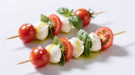 caprese skewers isolated on white background